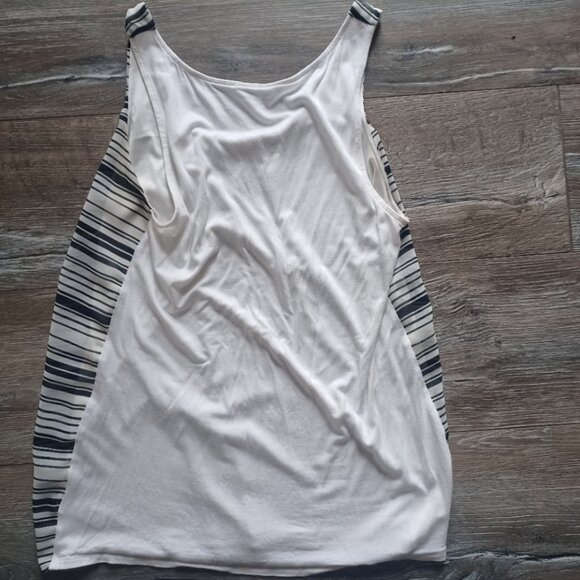 Express Black & White Striped Tank Top Lined Stretch Medium - Picture 3 of 3